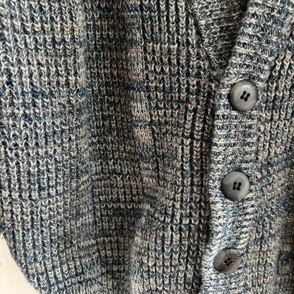Vintage 80s Heather Blue and Gray Mens Cardigan - Picture 2 of 4